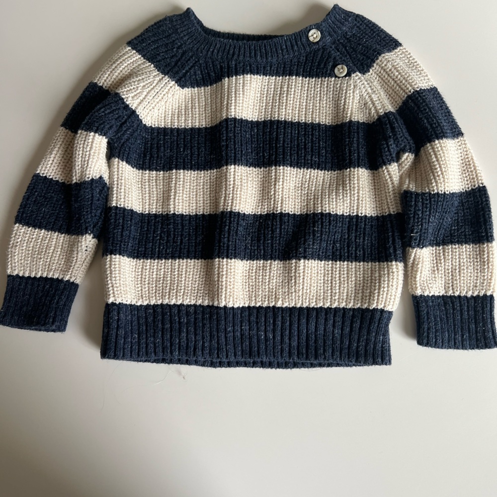 Baby GAP. Blue and white striped sweater with two buttons